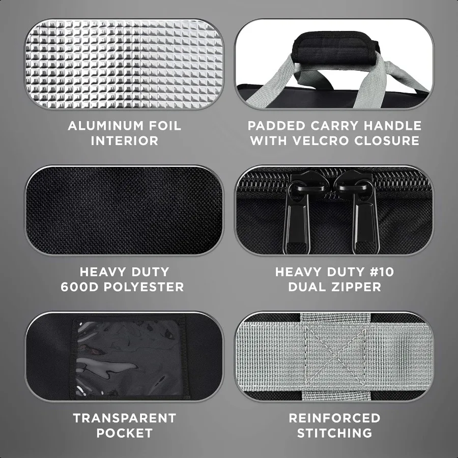 حقيبة توصيل الطعام المعزولة مقاس 23 × 14 × 15 بوصة داخلية مقاومة للماء مثالية لتقديم الطعام التجاري حقيبة بقالة قابلة لإعادة الاستخدام Profiona