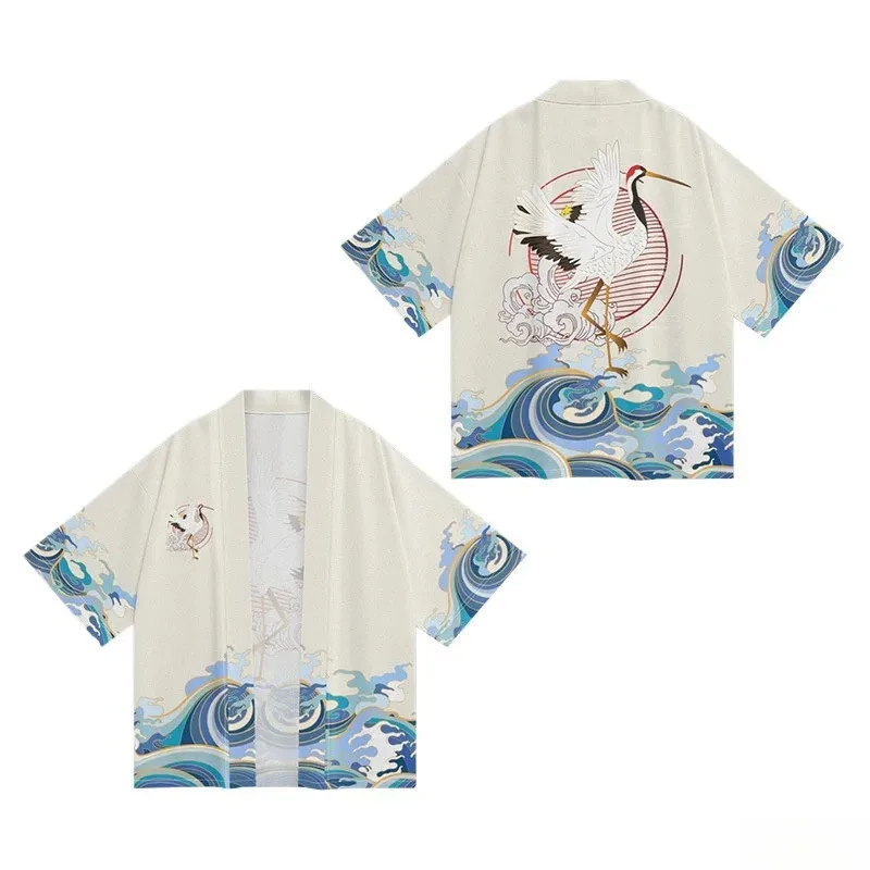 نمط جديد عصري الرجال النساء نفس النمط الحيوان طباعة نمط تصميم الصيف متعددة الوظائف ثوب الكيمونو الياباني فضفاض