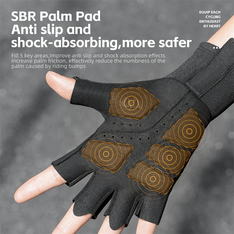 WEST BIKING Bicycle Half-finger Glove Breathable Non-slip Nylon Fingerless Sport Gloves Bike Road Racing Glove Cycling Equipment