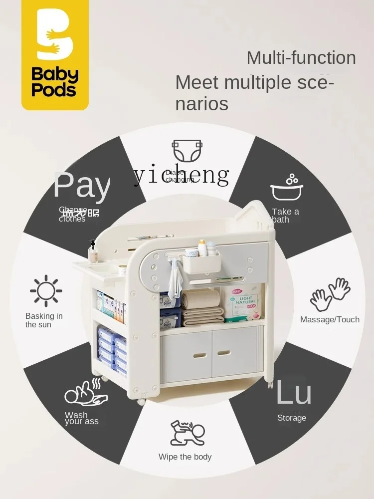 Babypods-Table de Soins pour Bébé, Bureau de Bain, Multifonctionnel Intégré, Changement de Lit pour Nouveau-Né, Mobile