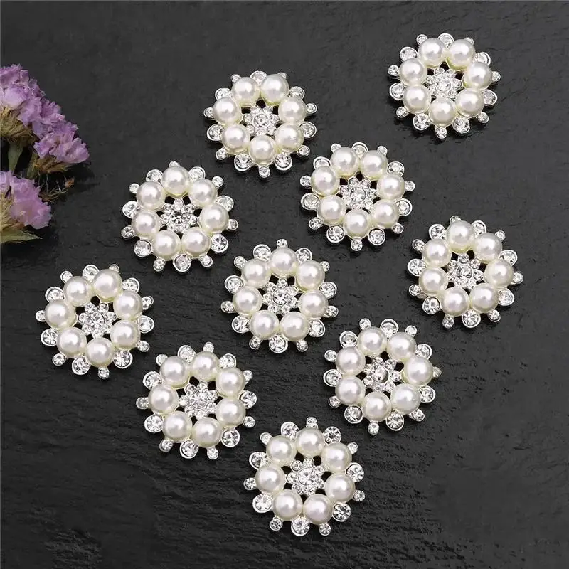 10 Stück Kunstperlen-Blumenknöpfe, transparenter Strass, zum Nähen, Basteln, Scrapbooking, Verzierungen – Detail 6