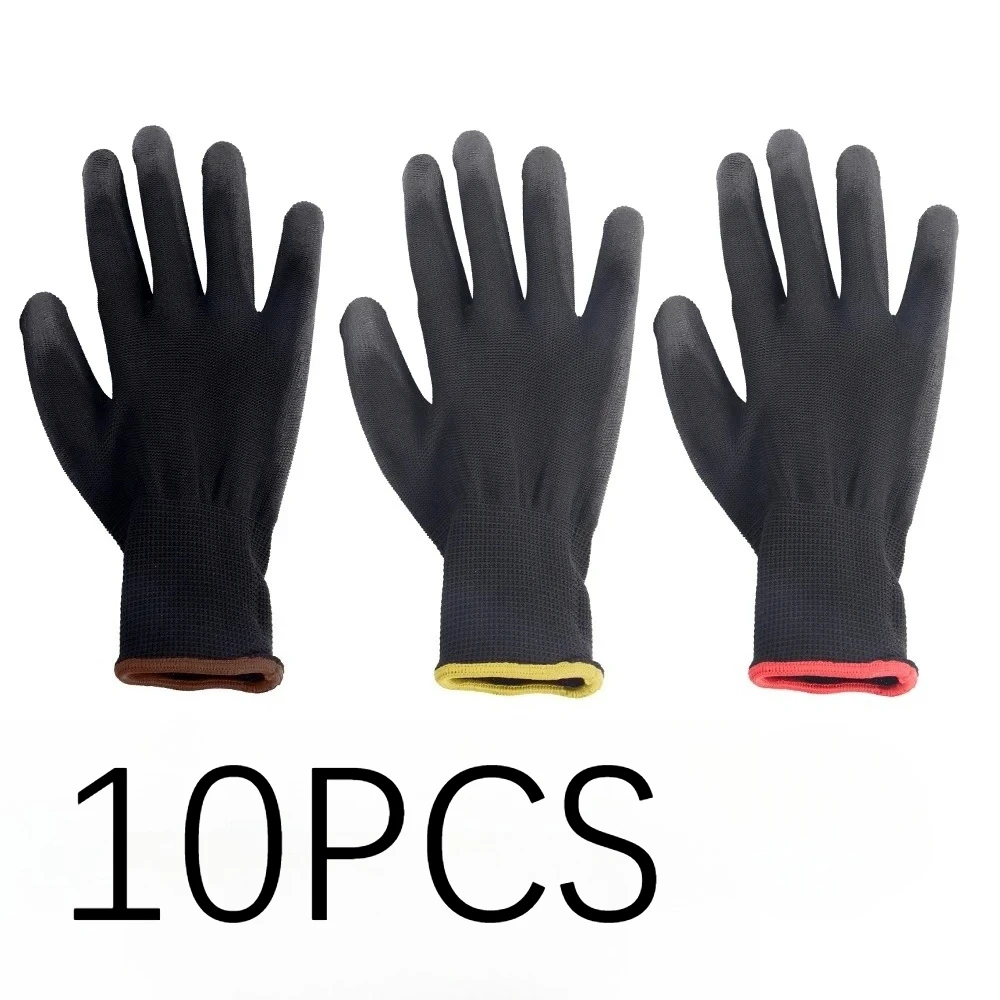 10/20PCS Beschichtung Nylon PU Arbeit Handschuhe Holzbearbeitung Nicht-slip Langlebige Beschichtung Nylon PU Arbeit Handschuhe Camping lock Rand Farbe Zufällig