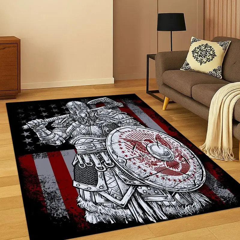 Viking WarriorSymbol Valknut Nordic Valhalla Carpet Rug for Bedroom Living Room Sofa Playroom Doormat Home Decor,kids Non-slip