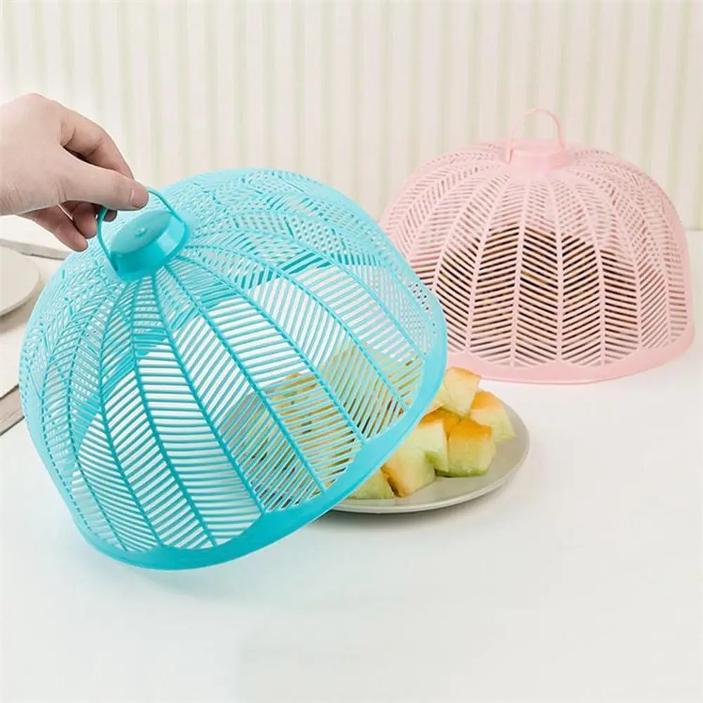 Portable Plastic Food Cover Dustproof Round Vegetable Cover Anti Mosquito Fly Breathable Mesh Cage Home Kitchen