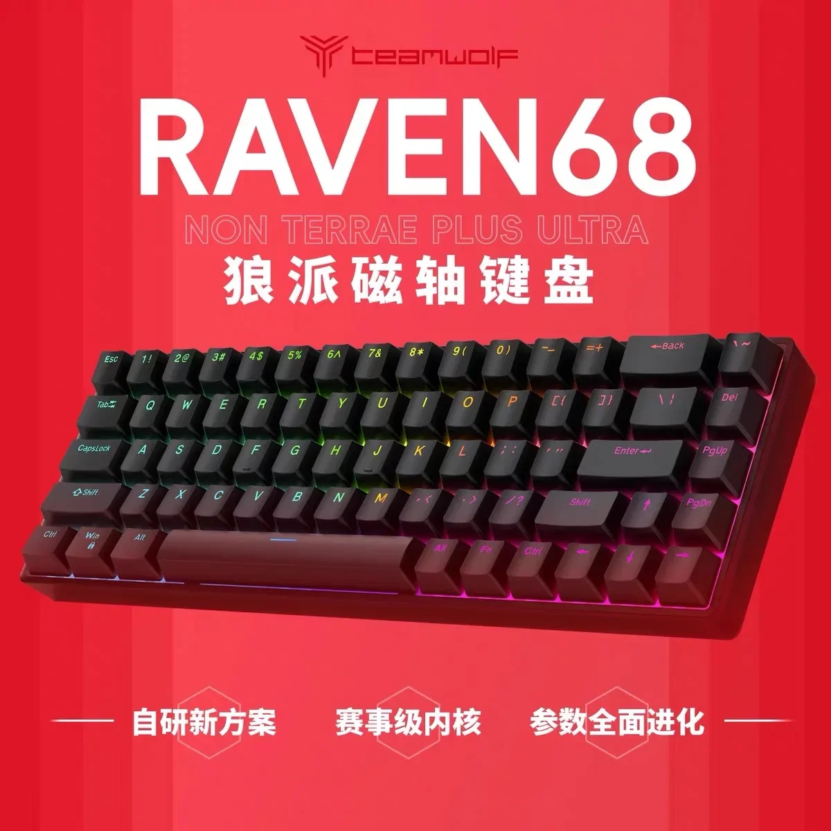 Teamwolf Raven68 Wired Magnetic Axis Mechanical Keyboard 8k Fast Trigger RGB Backlight E-Sports Gaming Customized Keyboard