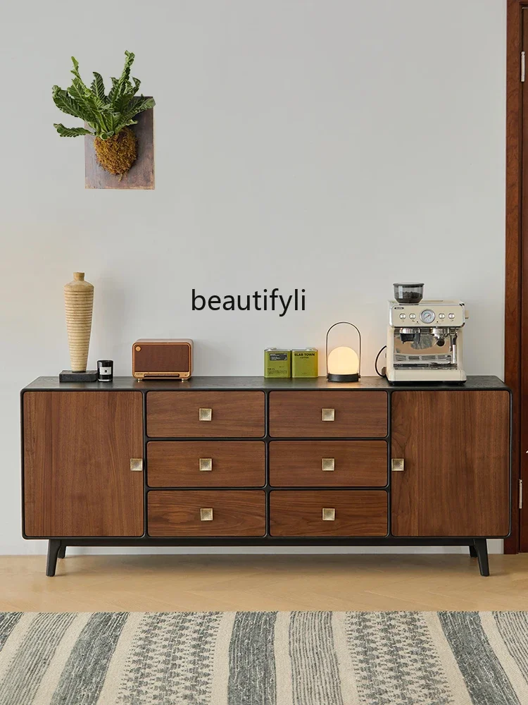 

LJYNorth American Black Walnut Side Cabinet Ash Bedside Dining Side Cabinet Sofa Side Cabinet