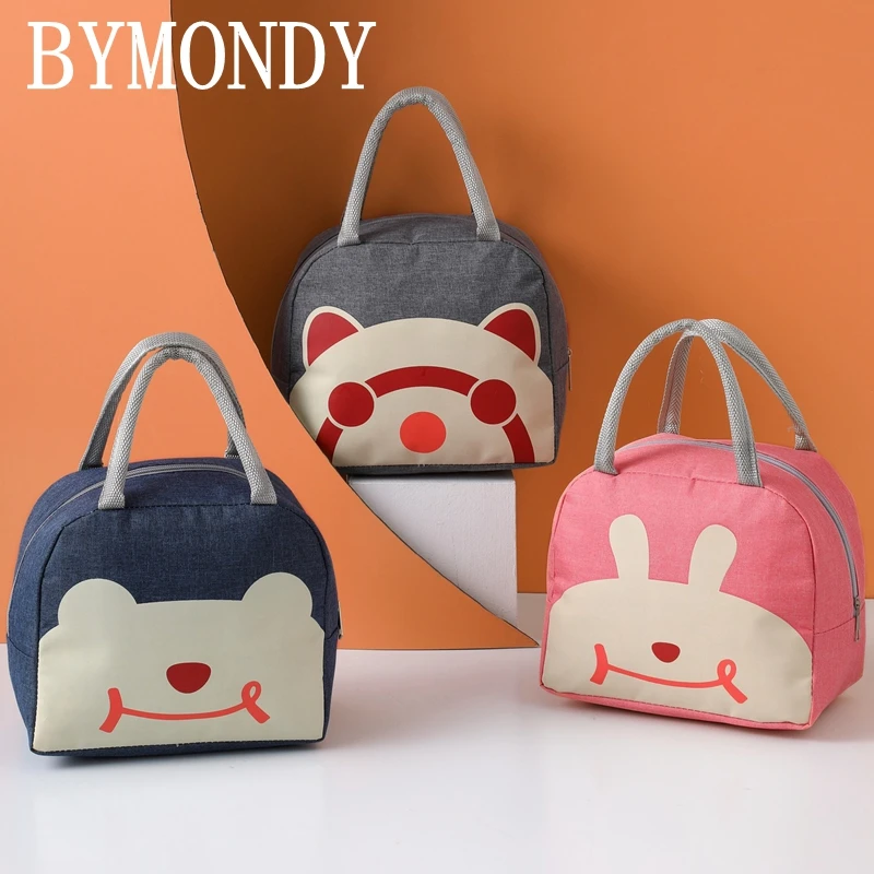 

BYMONDY Kawaii Lunch Bags for Kids Cute Animals Thermal Lunch Bento Box Children's School Food Storage Container Lovely Lunchbox