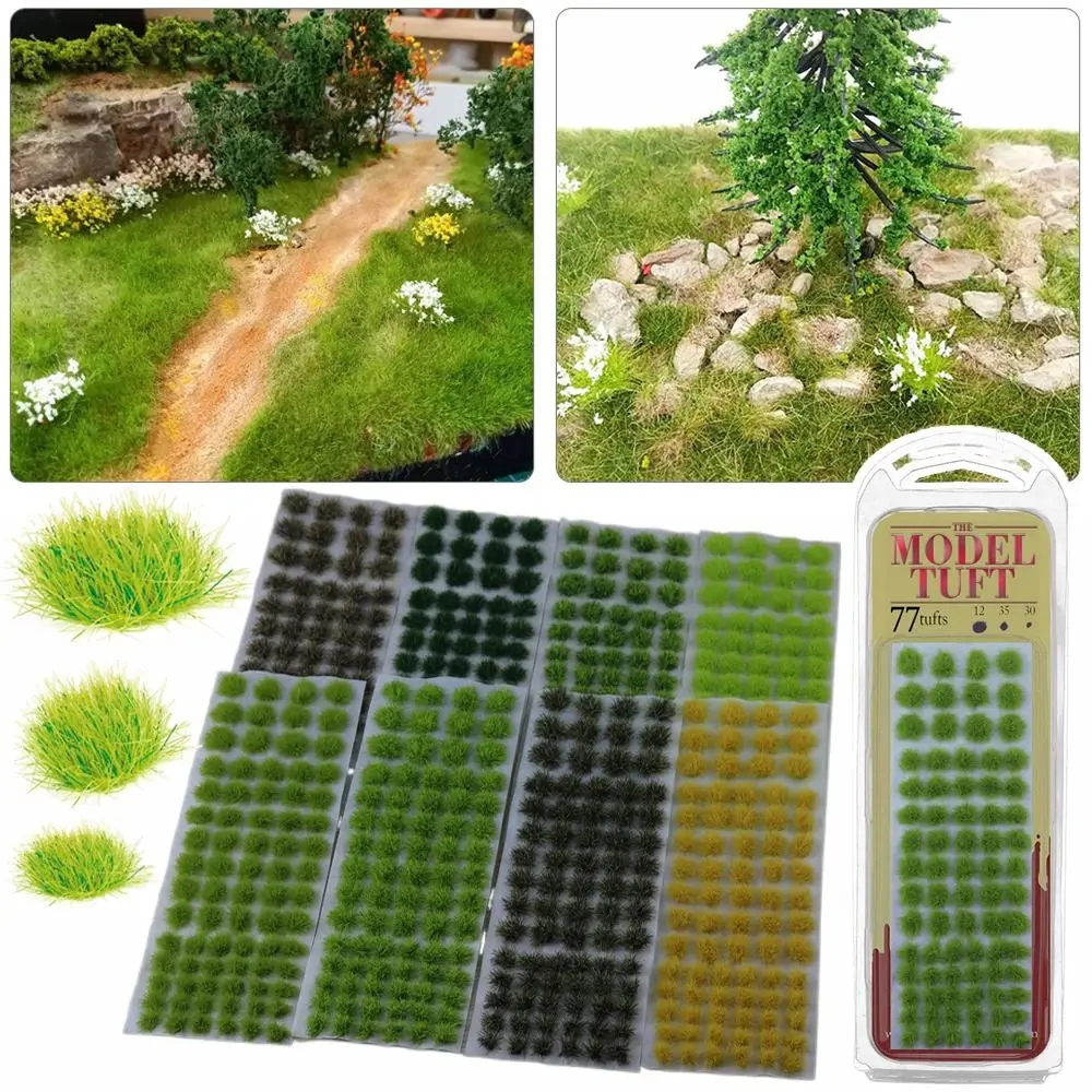 77PCS Toy Miniature Plant Modeling Materials Grass Tufts Sand Table Layout Artificial Plant Cluster Simulation Wargame Scenery