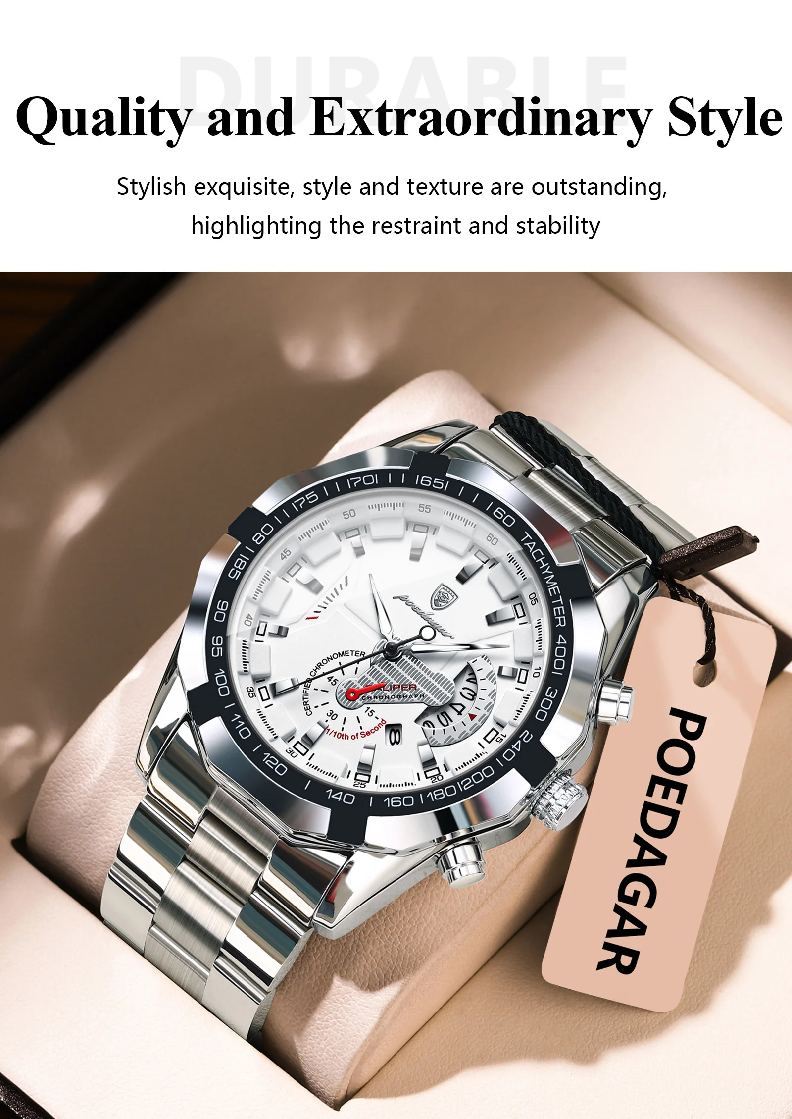 POEDAGAR Luxus Marke Mann Uhr Wasserdicht Leucht Datum Sport Mann Armbanduhr Edelstahl Mode Quarz herren Uhren Reloj – Detail 13