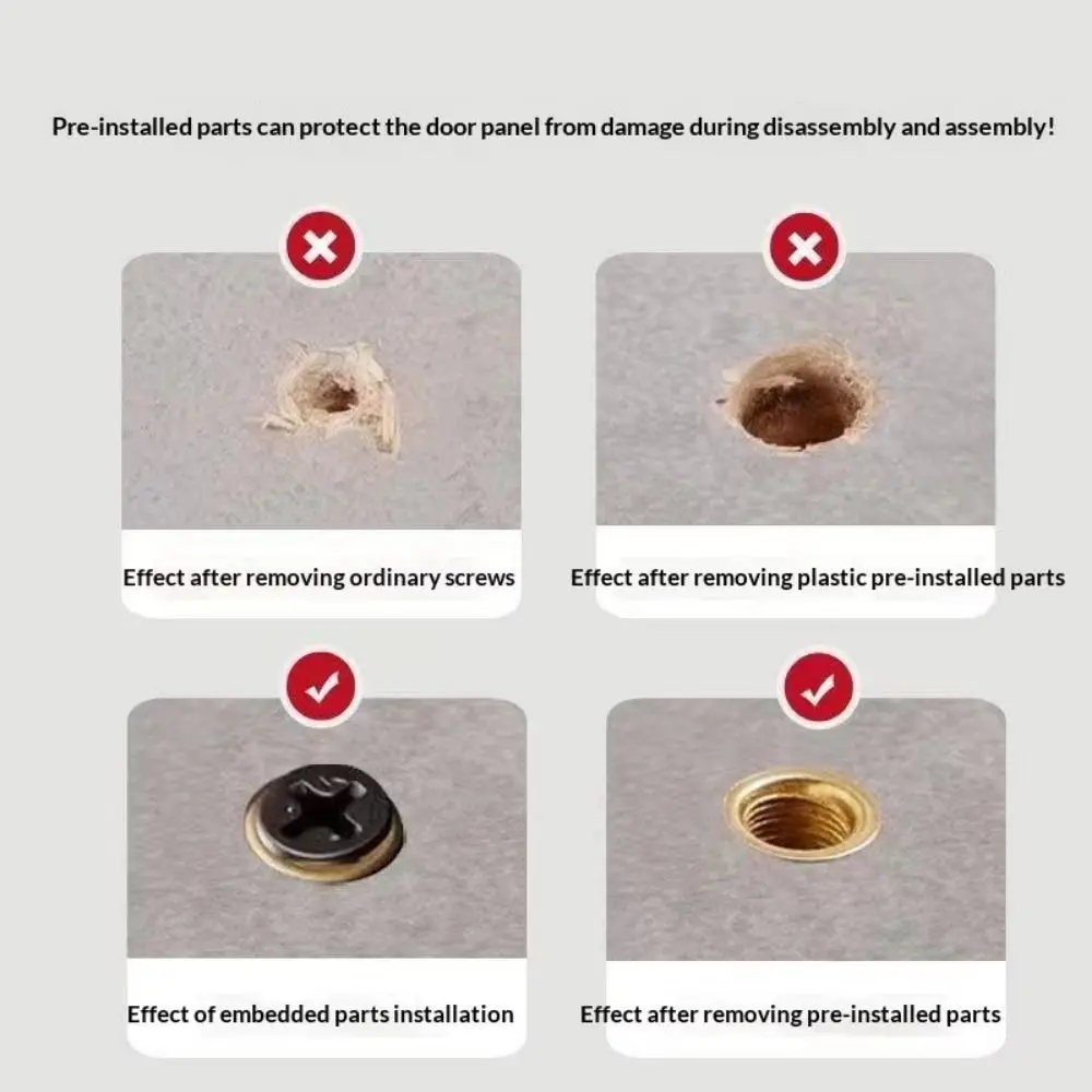 20Set Embedded Parts Cabinet Hinge Nut Screw Rust Proof Easy Install Expansion Nut Kit Stable Structure Reusable