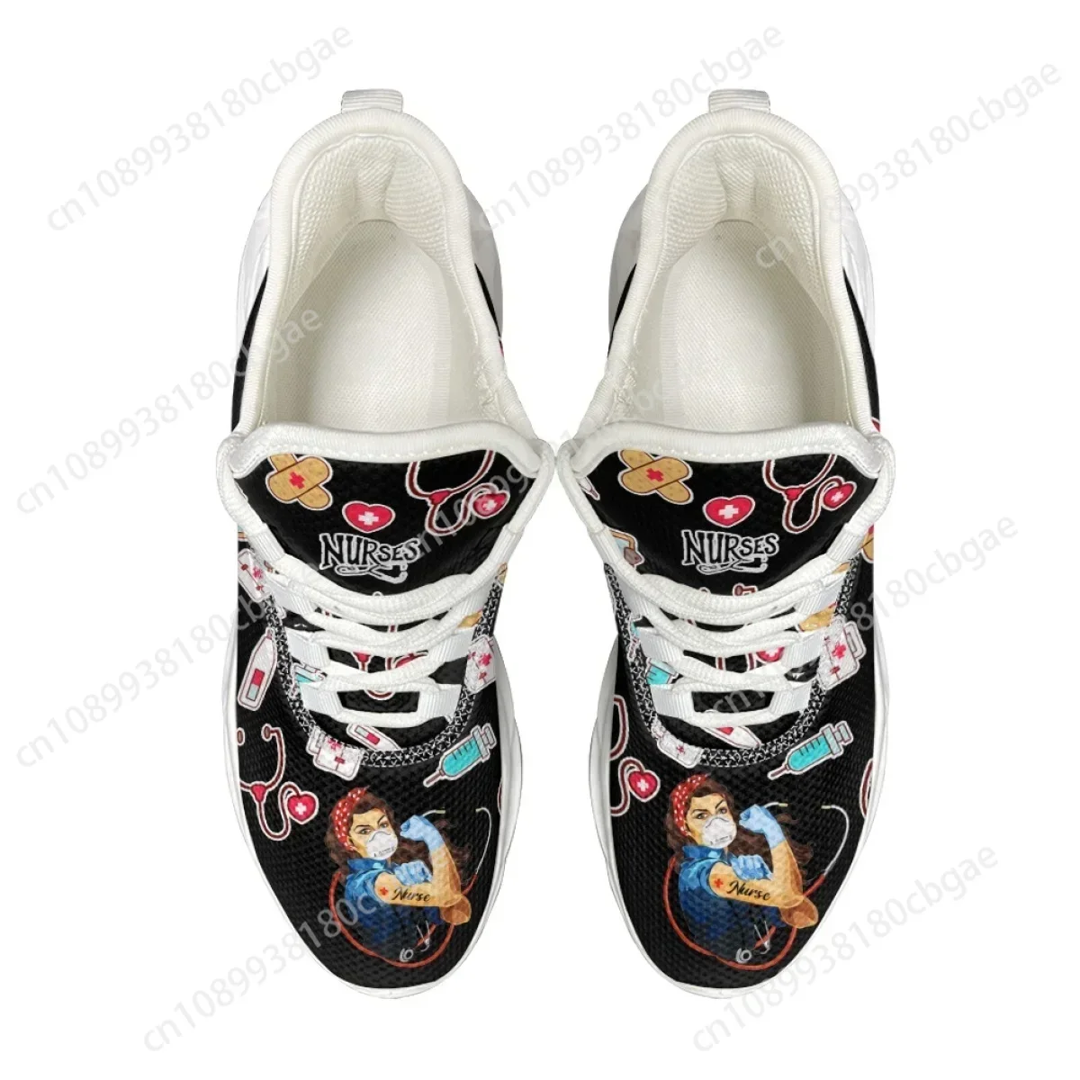 

Black Nursing Platform Shoes for Women Fashion Medical Hospital Work Comfort Sneakers Shock Absorbing Summer Light Walking Shoes