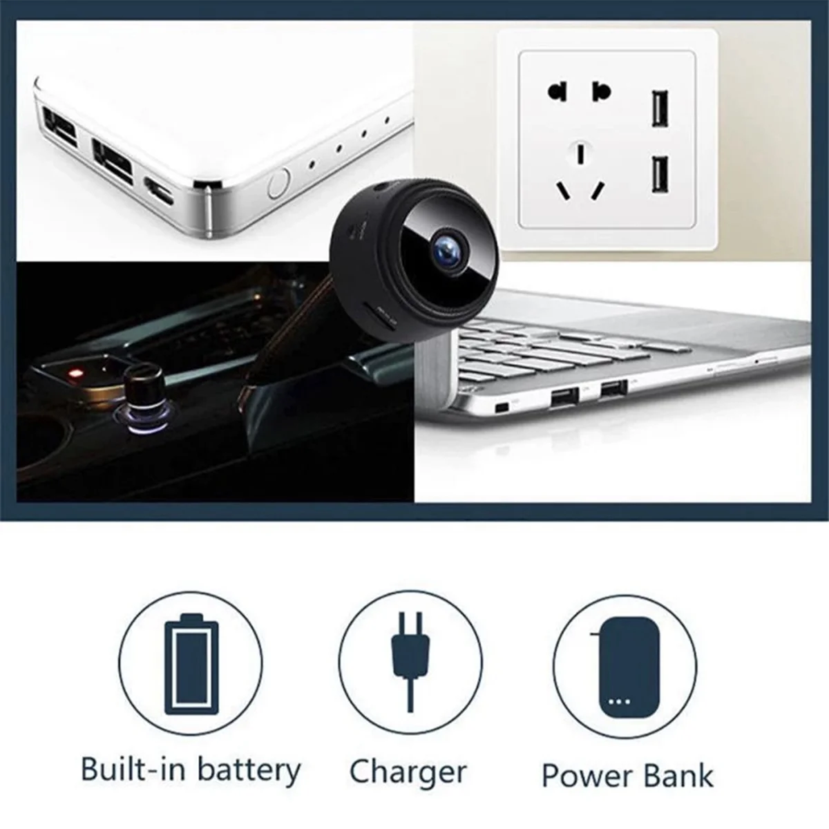 A14M A9 Câmera Portátil Sem Fio Câmera Wifi Home HD Câmera de Segurança Câmera Esportiva Ao Ar Livre Webcam, Preto