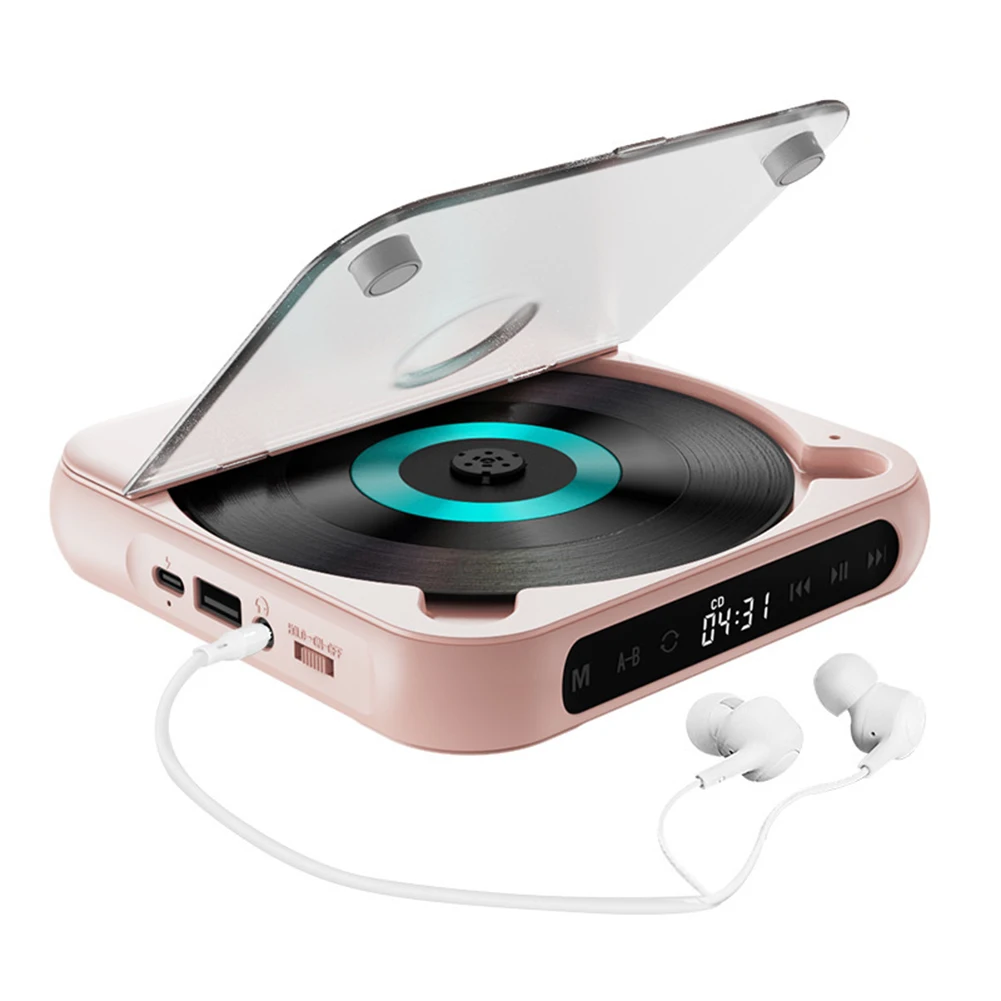 Portable CD Player A-B Repeat Bluetooth-compatible Speaker Stereo HIFI Music CD Player Memory Function For Home Car