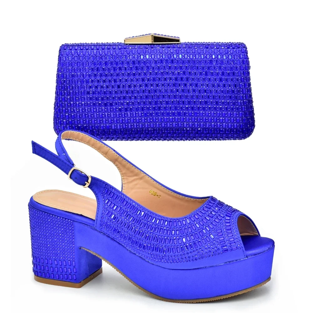 Sandales à paillettes Bling Bling avec sac à main pour femmes, chaussures de mariage de fête, chaussures de mariée pour femmes, chaussures de luxe de créateur avec ensemble de sacs, 2024