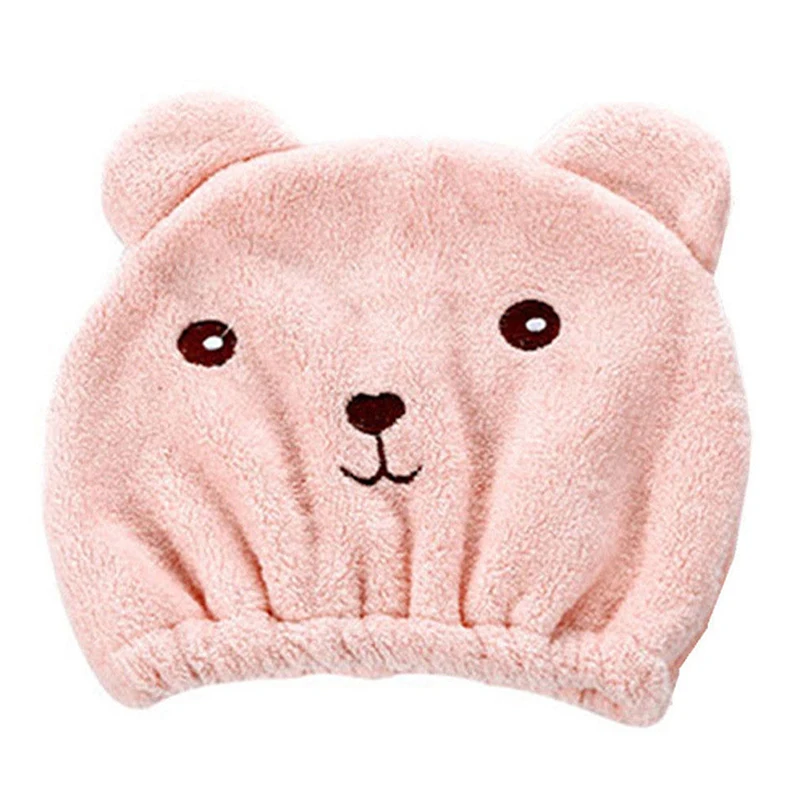 Latest Microfiber Dry Hair Towel Cute Bear Women And Child After Shower Hair Drying Hat Absorption Turban Towels Bathing Tools