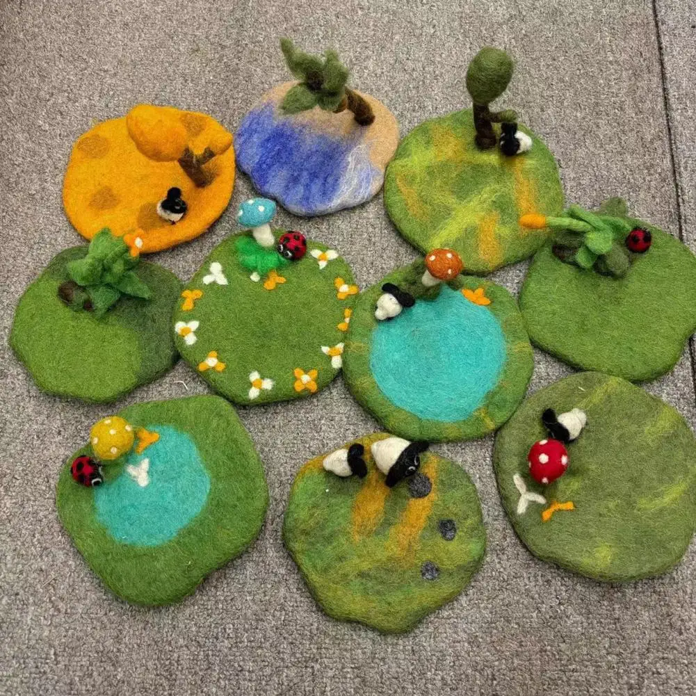 Lawn Simulation Coaster Handmade Felt Coasters Set Absorbent Drink Mats Heat Resistant Trivets Thick Durable Table for Home