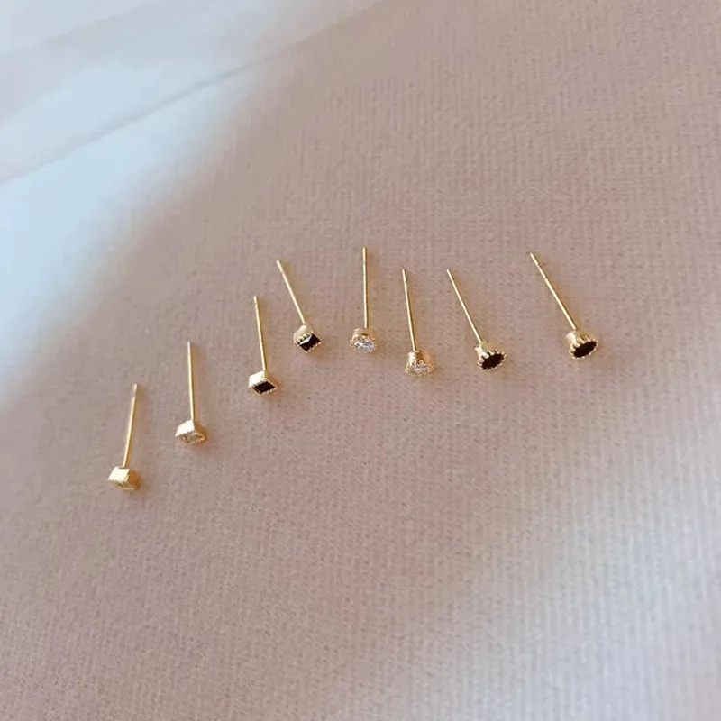 Avenneth New Square/Round Zircon Earrings For Women Geometric Fashion Mini Black/Silver Color Earring Party Wholesale Gifts