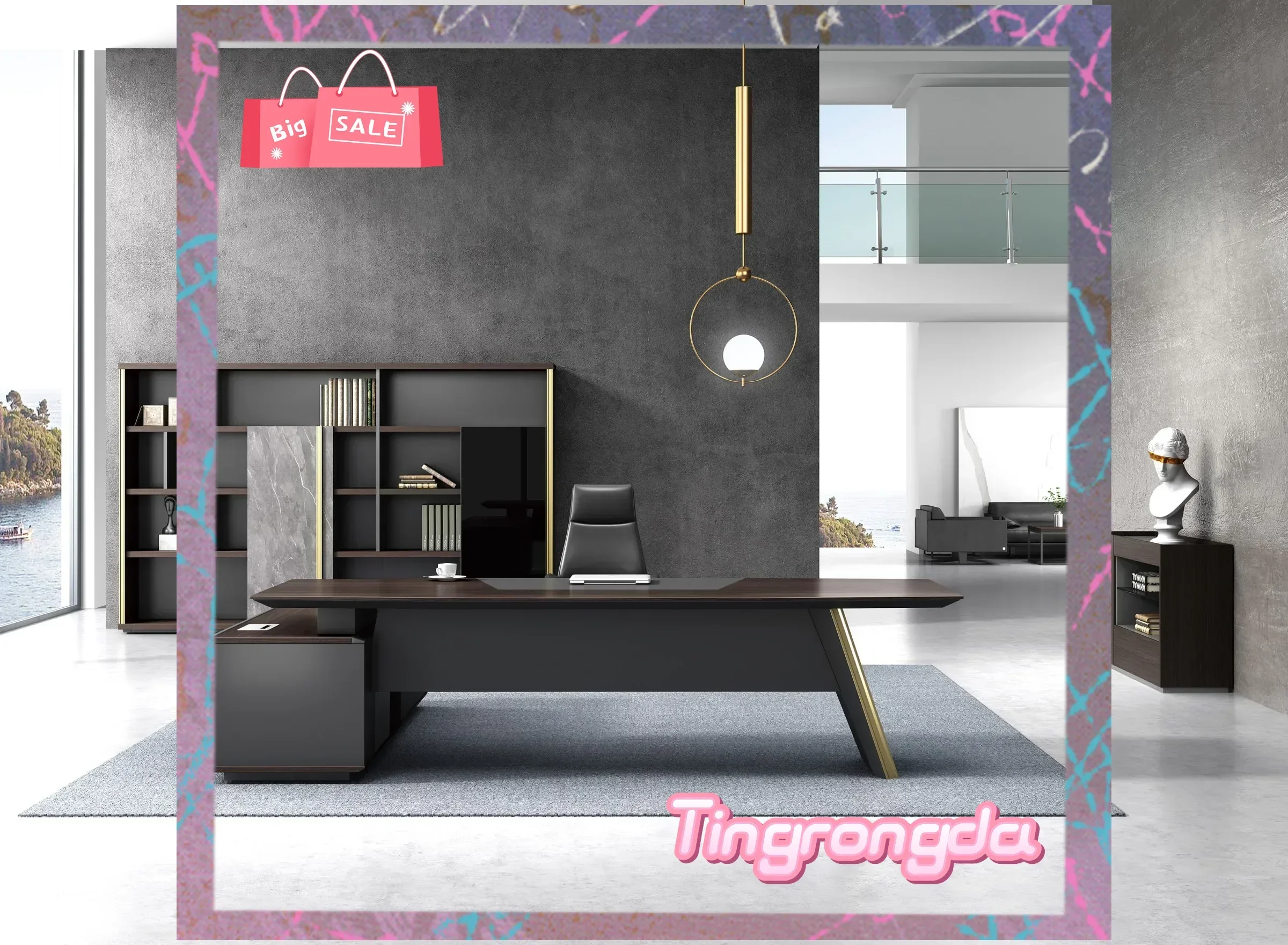 Y Attractive  Good Selling 2.4M Modern Design Luxury Workspace  Presidential Office Furniture Executive Desk