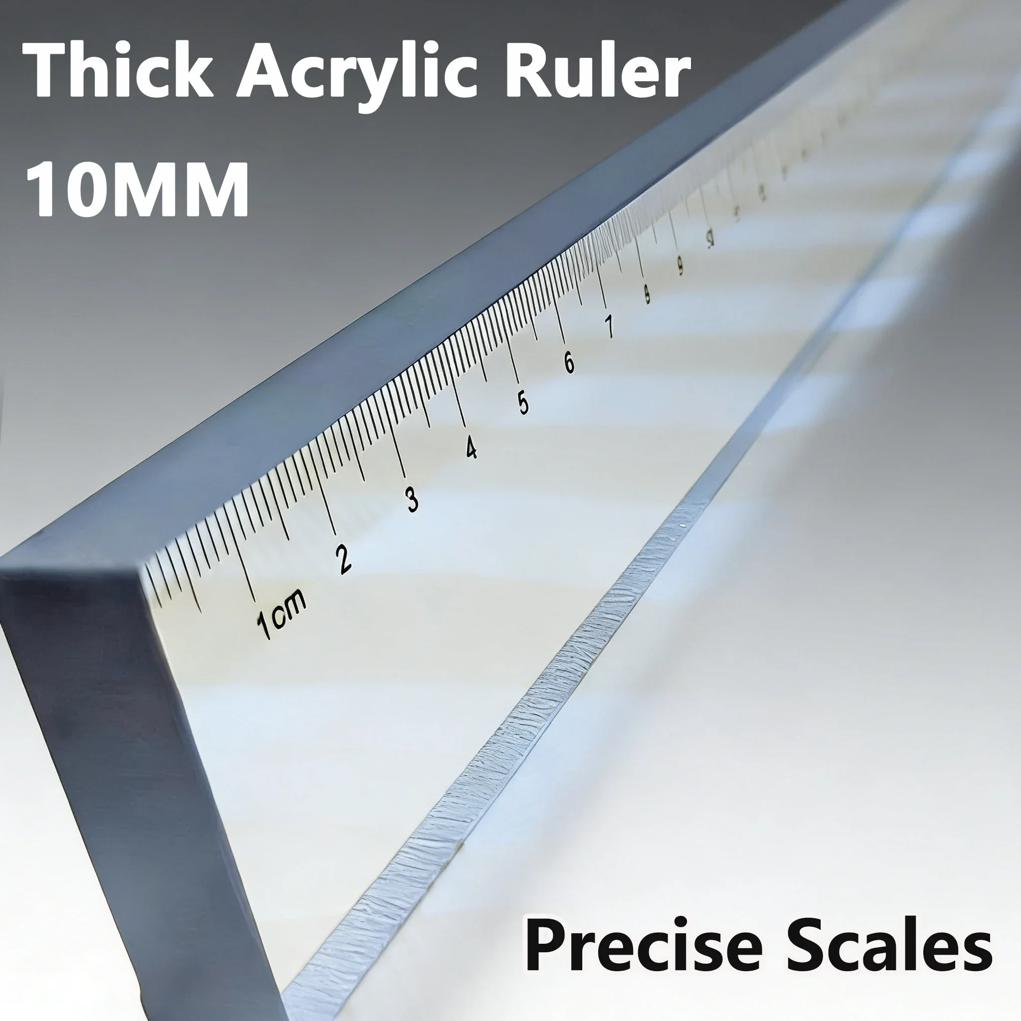 Thickened Clear Ruler with Paperweight | Multi-Purpose Measuring & Cutting Guide | Transparent Craft Ruler