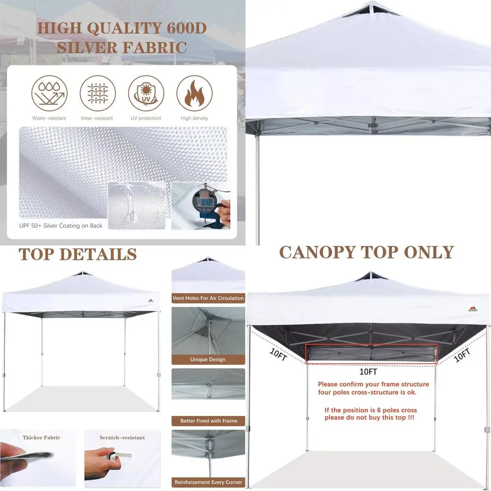 

10x10 White Canopy Replacement Top with Air Vent, Cover Only