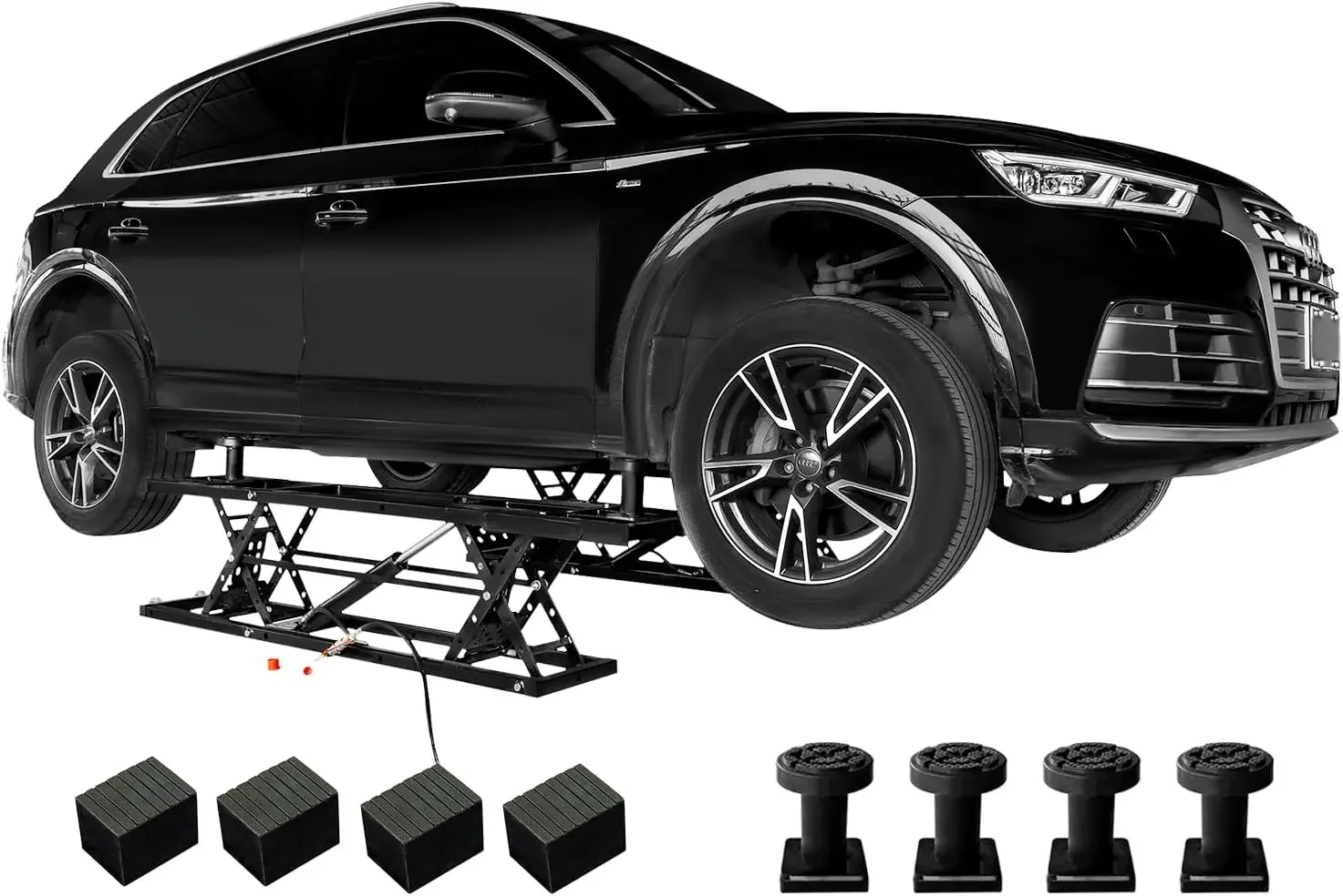 Albott 7000 LBS Portable Car Lift, Heavy Duty Quick Jack with 28" Max Height, Locking Levers & Wheels, 25–30s Fast Cycle, Adjustable Scissor Lift for Cars, SUVs, Light Trucks, Garage