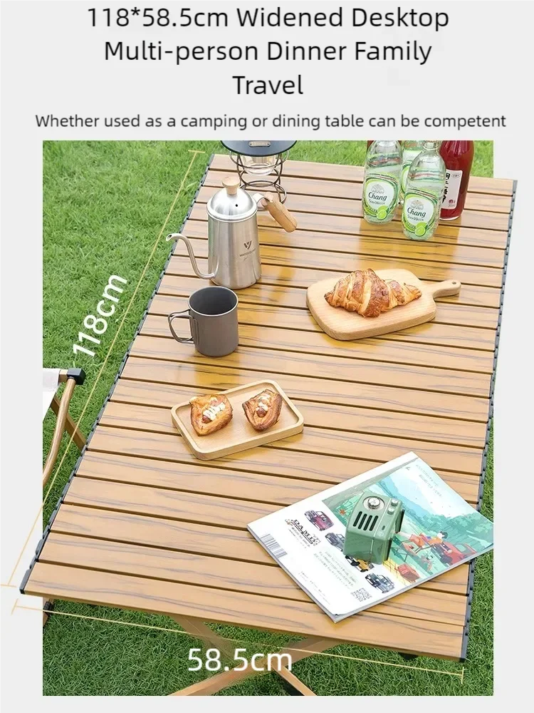 .Outdoor Folding Table and Chair Set Long Portable Egg Roll Table Camping Table Lightweight Folding Chair Camping Party Set