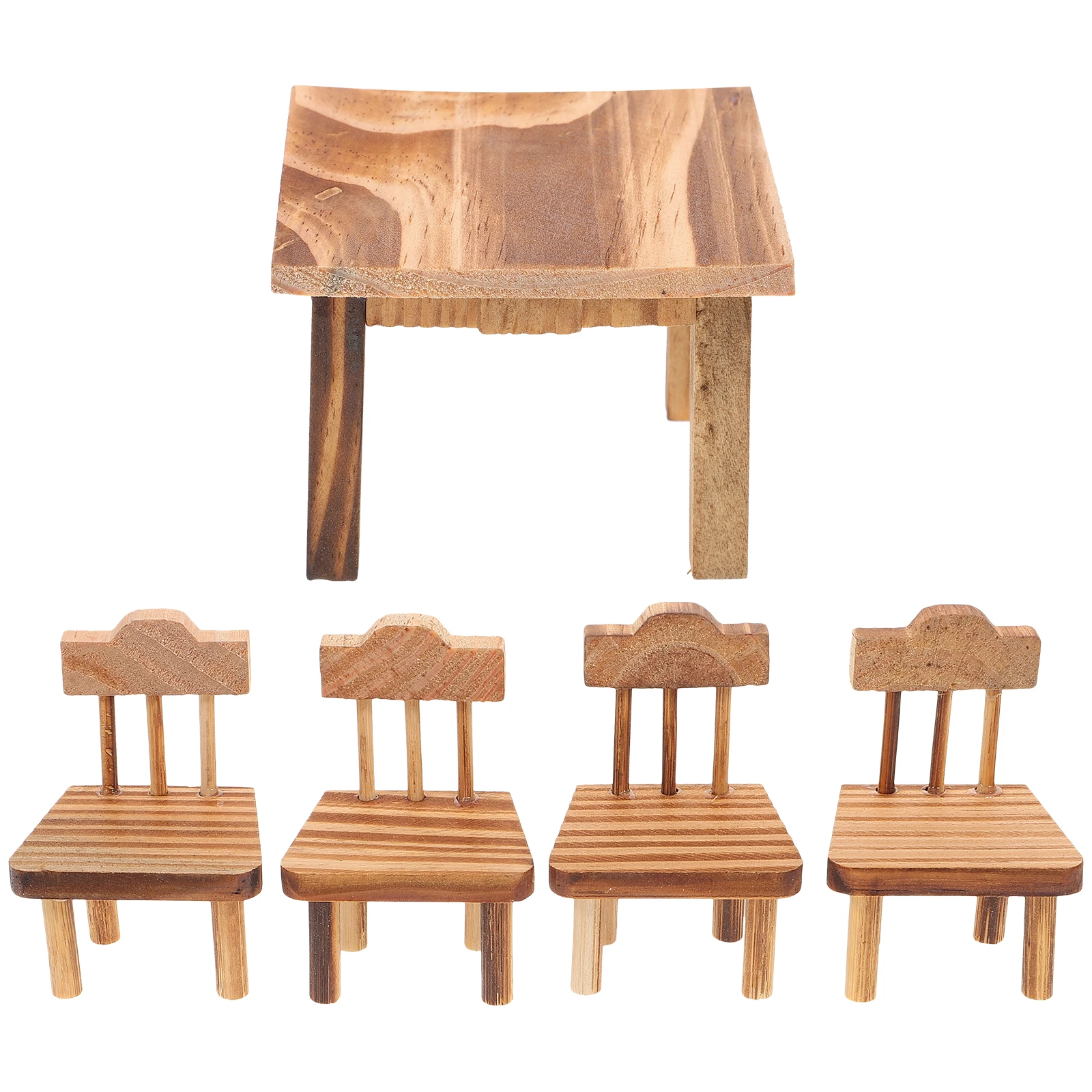 Mini conjunto de móveis de madeira cadeira de mesa emulacional decoração de mobiliário doméstico para crianças presente de jogo criativo pequenos móveis chineses