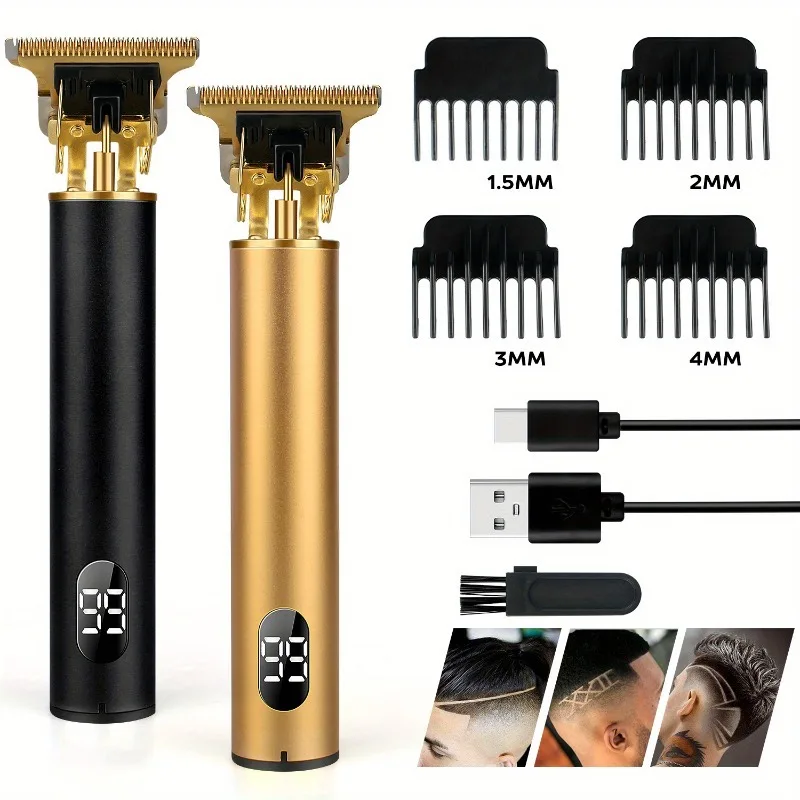 Alat Cukur Rambut Elektrik T9 USB Rechargeable Tanpa Kabel, Mesin Potong Rambut, Pencukur Jenggot, Kit Potong Rambut, Gunting Dorong Elektrik