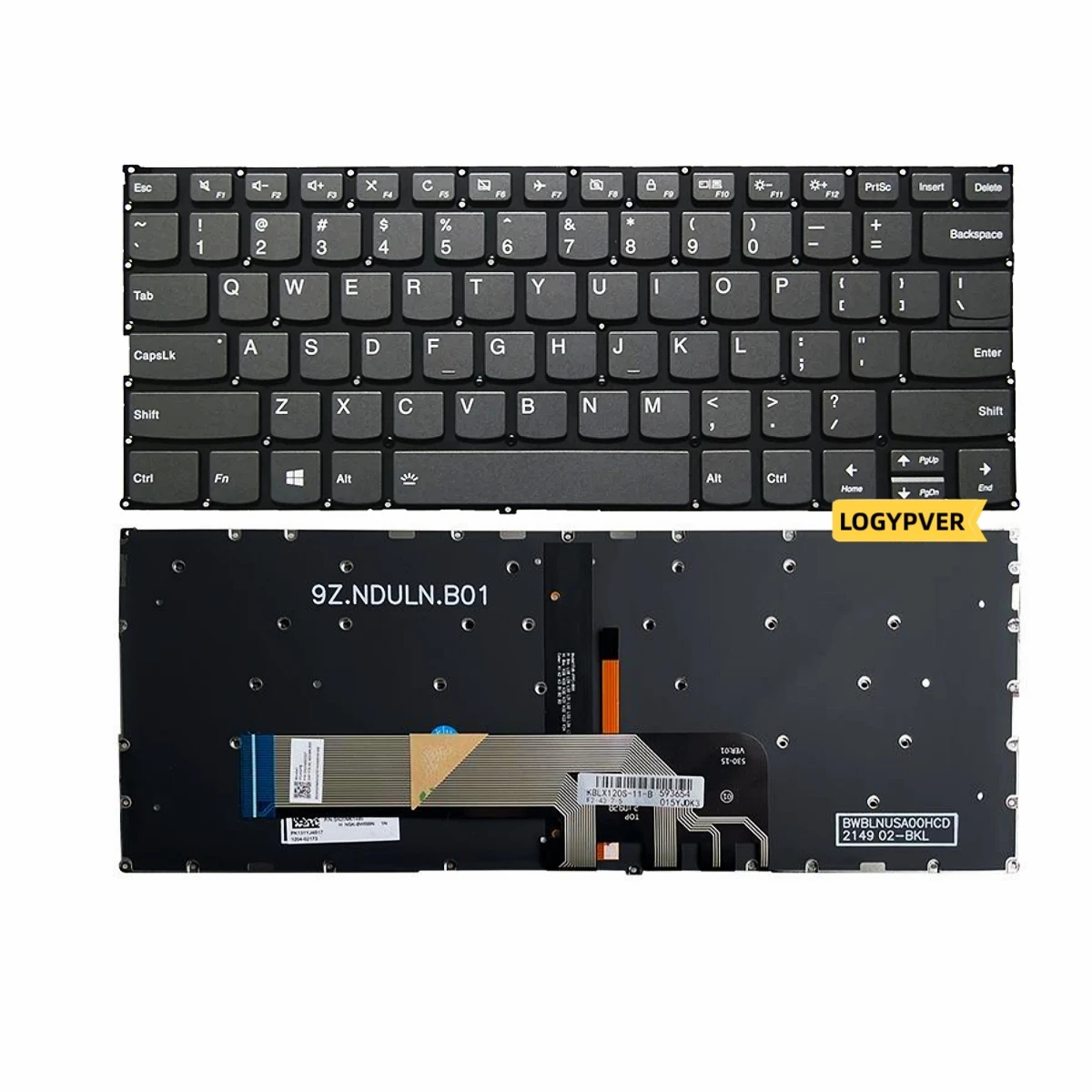 US Keyboard for Lenovo ThinkBook 13s-IWL 13s-IML 14s-IWL 14-IML 14-IIL 330-11IGM Laptop With Backlit  English Grey