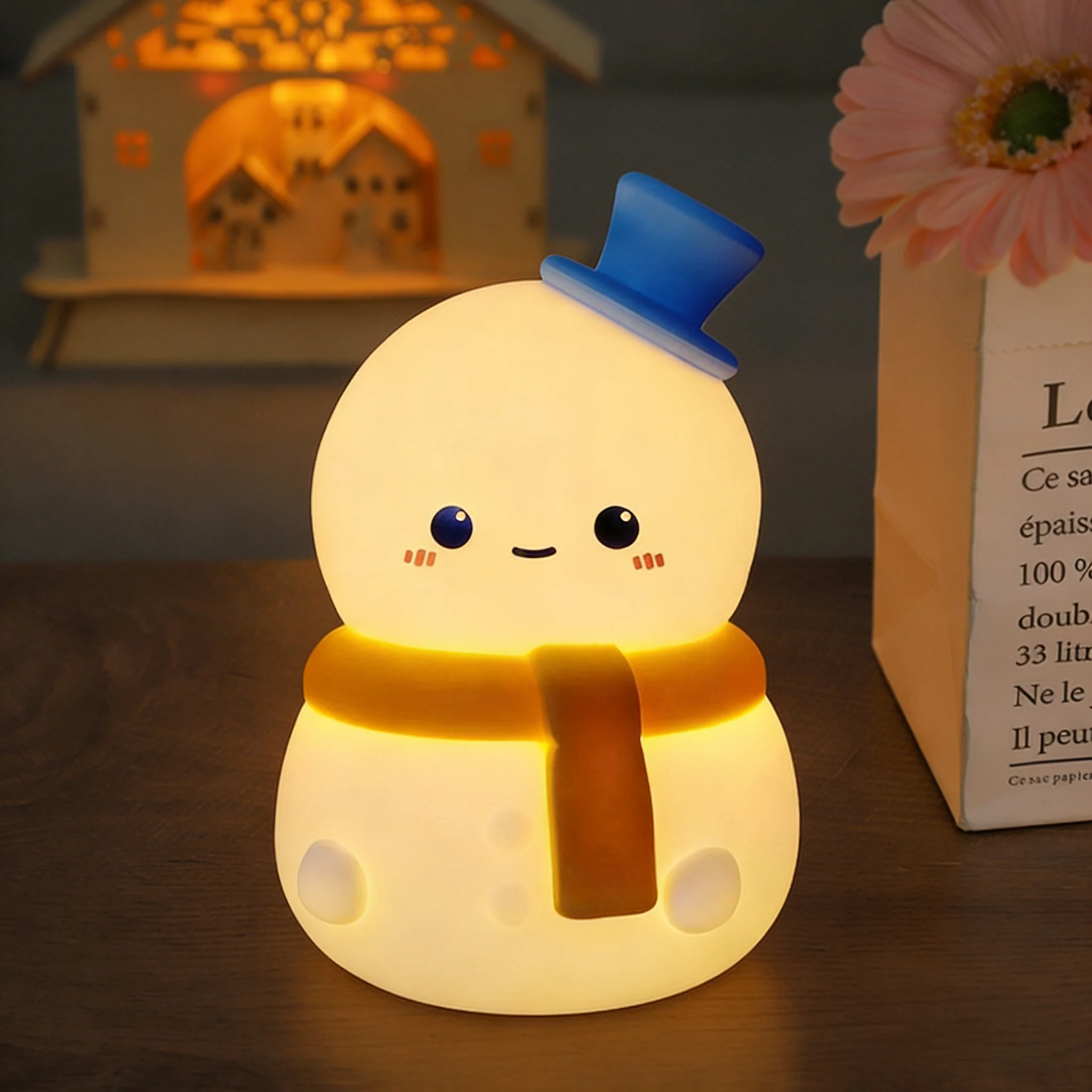 لعيد الميلاد LED ضوء الليل الجدة المحيطة مصباح التحكم باللمس قابلة للشحن معلقة ثلج السرير عطلة ديكور سيليكون