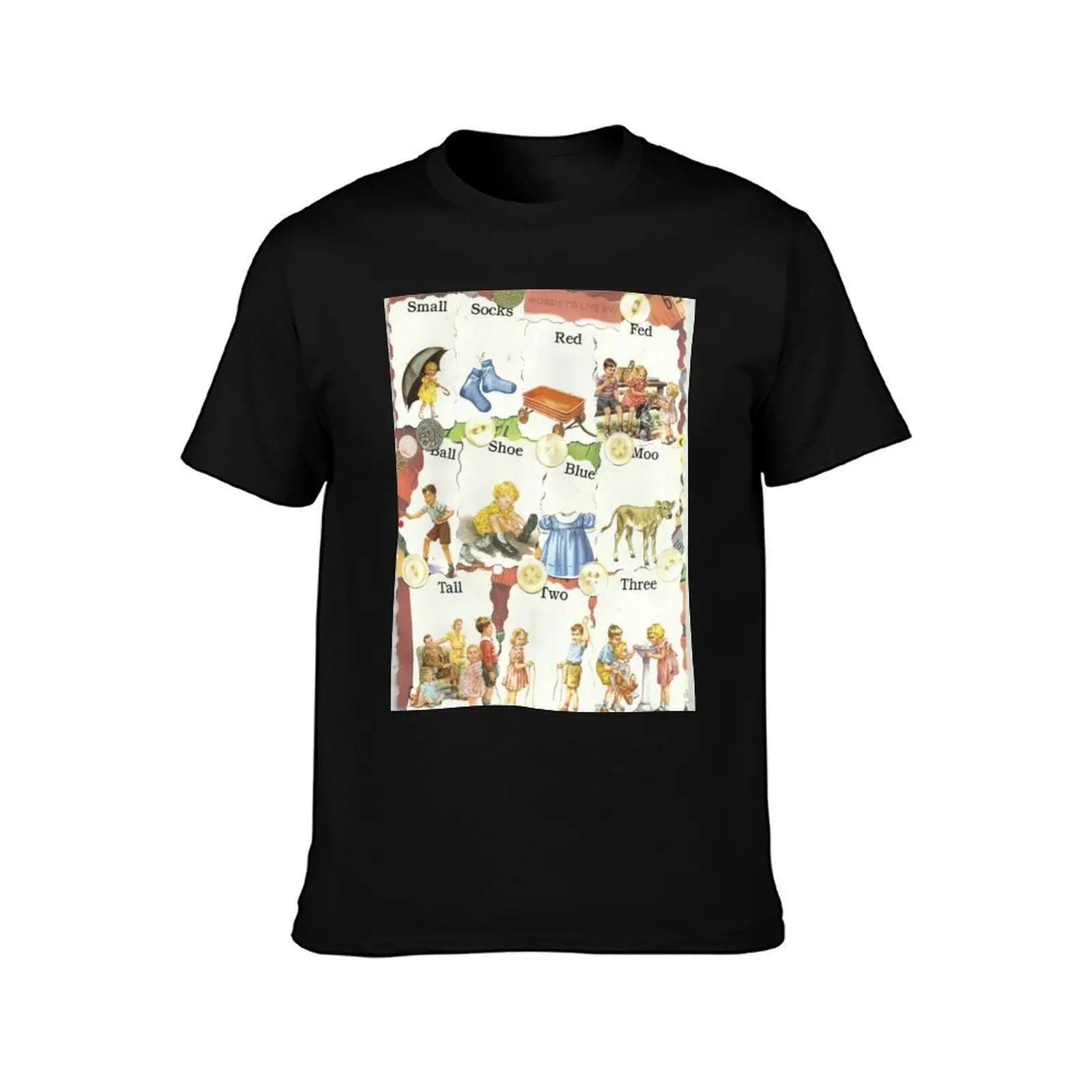 See Dick & Jane's Crazy Quilt.. T-Shirt, Summer Casual Cotton Tee, Oversized Streetwear Tops, Vintage Graphic Print, 100% Cotton