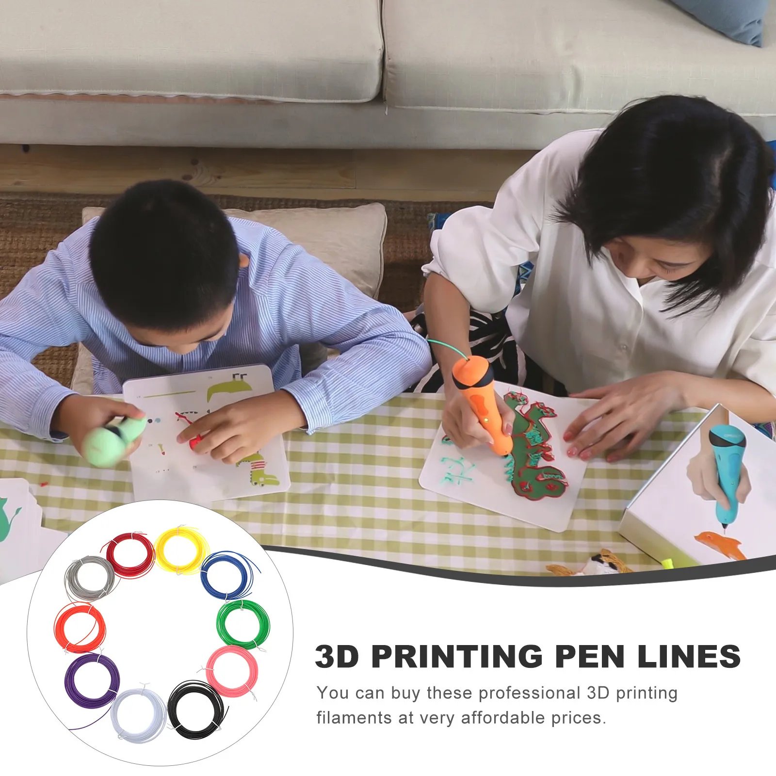 

10 шт. высококачественных пластиковых нитей для 3D-ручек, гладкие, с глянцевым покрытием, универсальные, совместимые с большинством 3D-ручек для печати