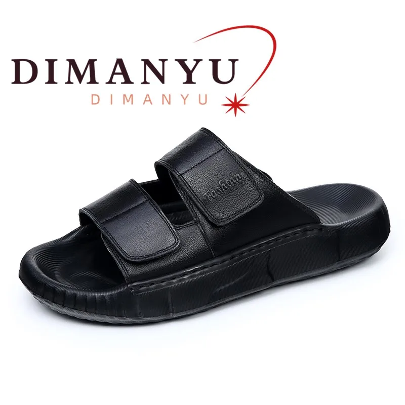 DIMANYU Men's Slippers 2026 New Summer Outdoor Genuine Leather Men's Slippers Anti-Slip EVA Men's Slippers