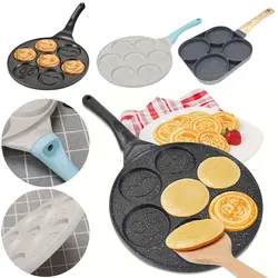 4/7 Cup Pancake Pan Non-stick Griddle Frying Pan Kitchen Cooking Pots Four Hole Egg Omelet Pan Outdoor Camping Cookware Pots