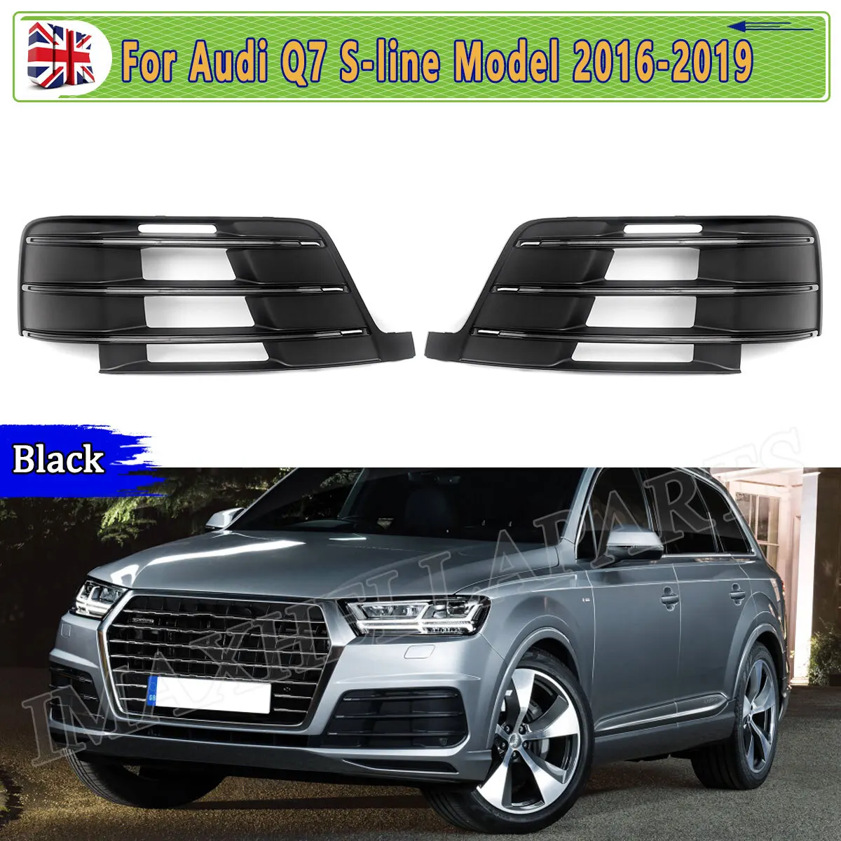 

Крышка противотуманной фары переднего бампера, замена для Audi Q7 S-line 2016 2017 2018 2019, передняя левая и правая противотуманная фара, решетка, черная рамка
