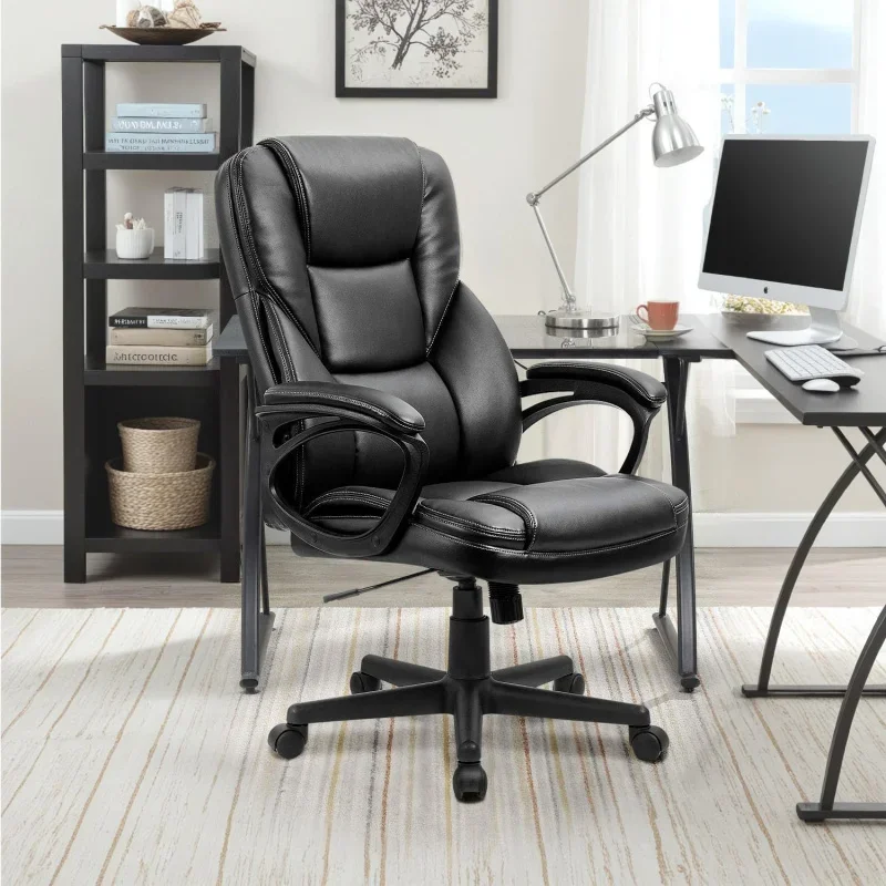 Office Executive Chair High Back Adjustable Managerial Home Desk Chair, Swivel Computer PU Chair with Lumbar Support (B