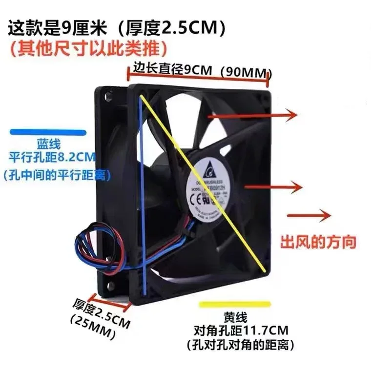 EC الجهد المزدوج 110-220 فولت 5 6 7 8 9 12 14 سنتيمتر فائقة كبيرة تدفق الهواء آلة لحام خزانة مروحة التبريد #2