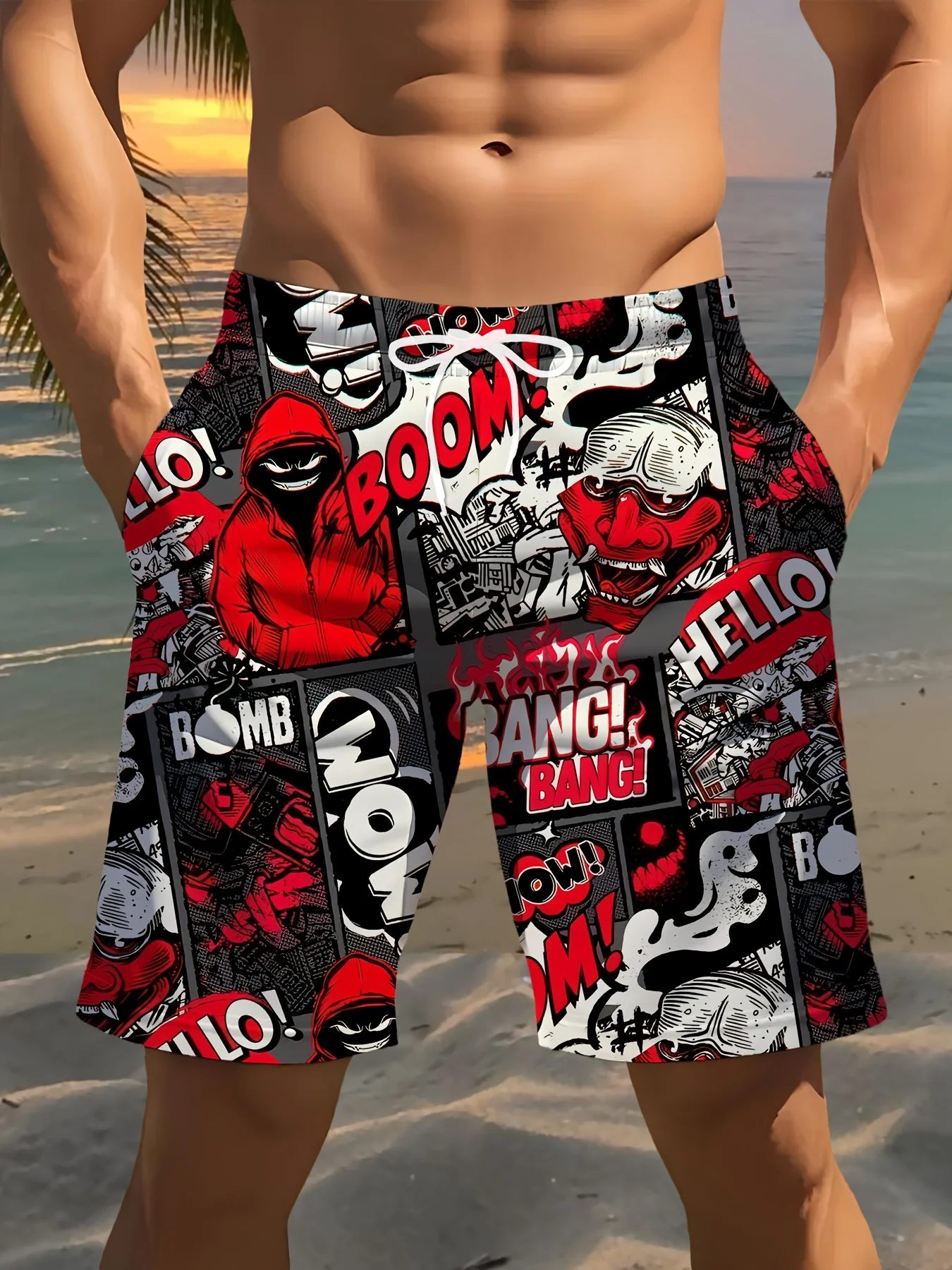 2026 Summer New Style Men's Shorts with 3D Letter Pattern Print Street Casual Fashion Comfortable Breathable Lightweight