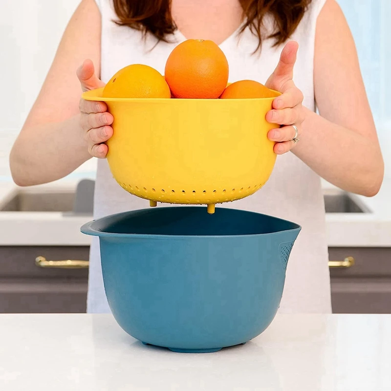 Rice Strainer And Kitchen Colander Set - Strain Rice And Small Grains - Soak, Wash And Drain Vegetables And Fruit