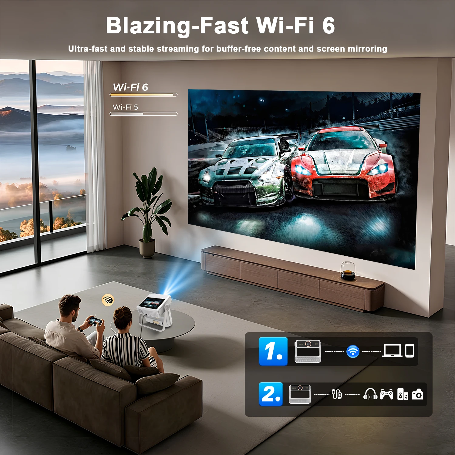 

Lightweight Sports Projector 1080P HD Touch Operation 180° Rotate For Travel Office Family Entertainment