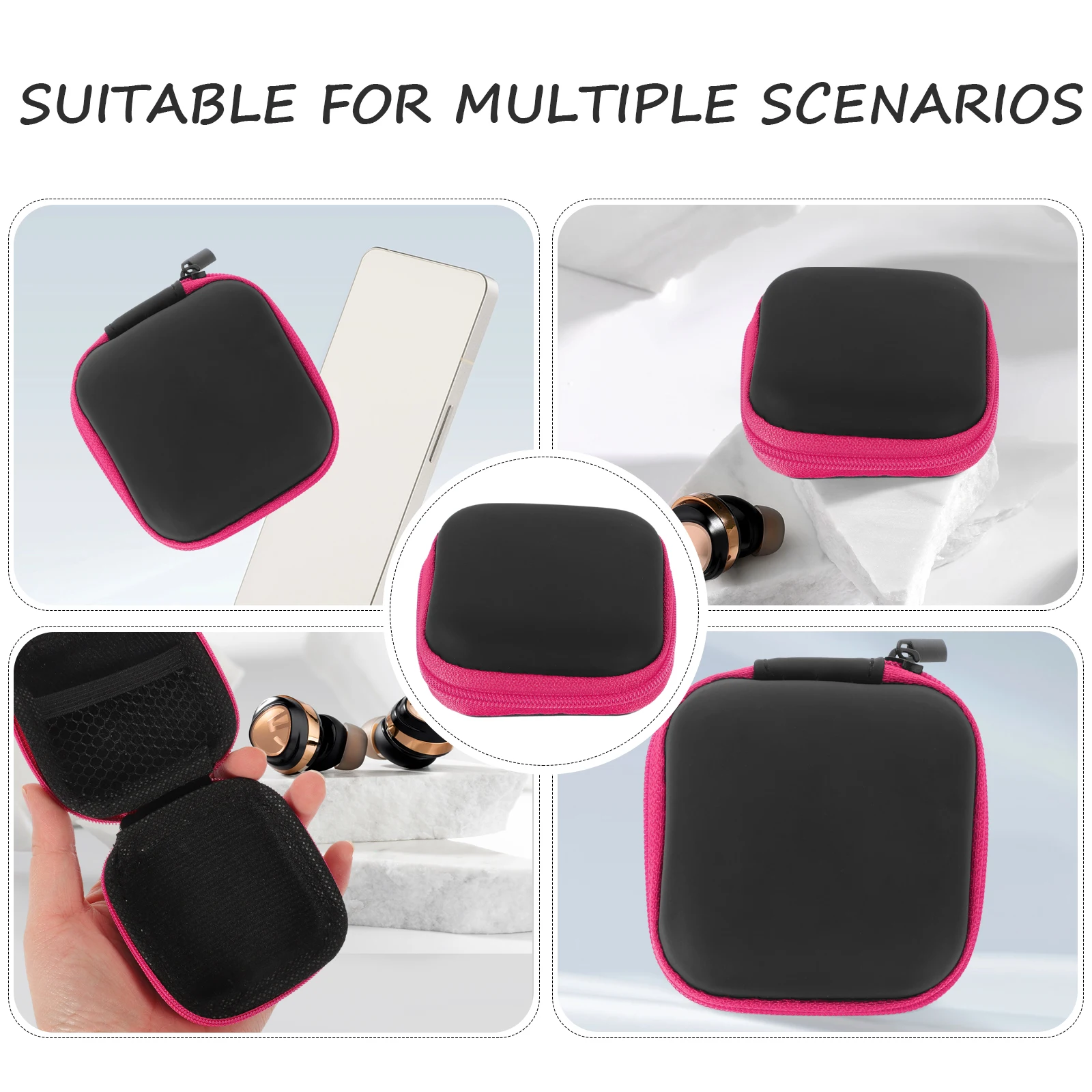 

EVA Headphone Storage Bag Earphones Travel Organizer Case Travel Electronics Organizer Protective Pouch Compact Square