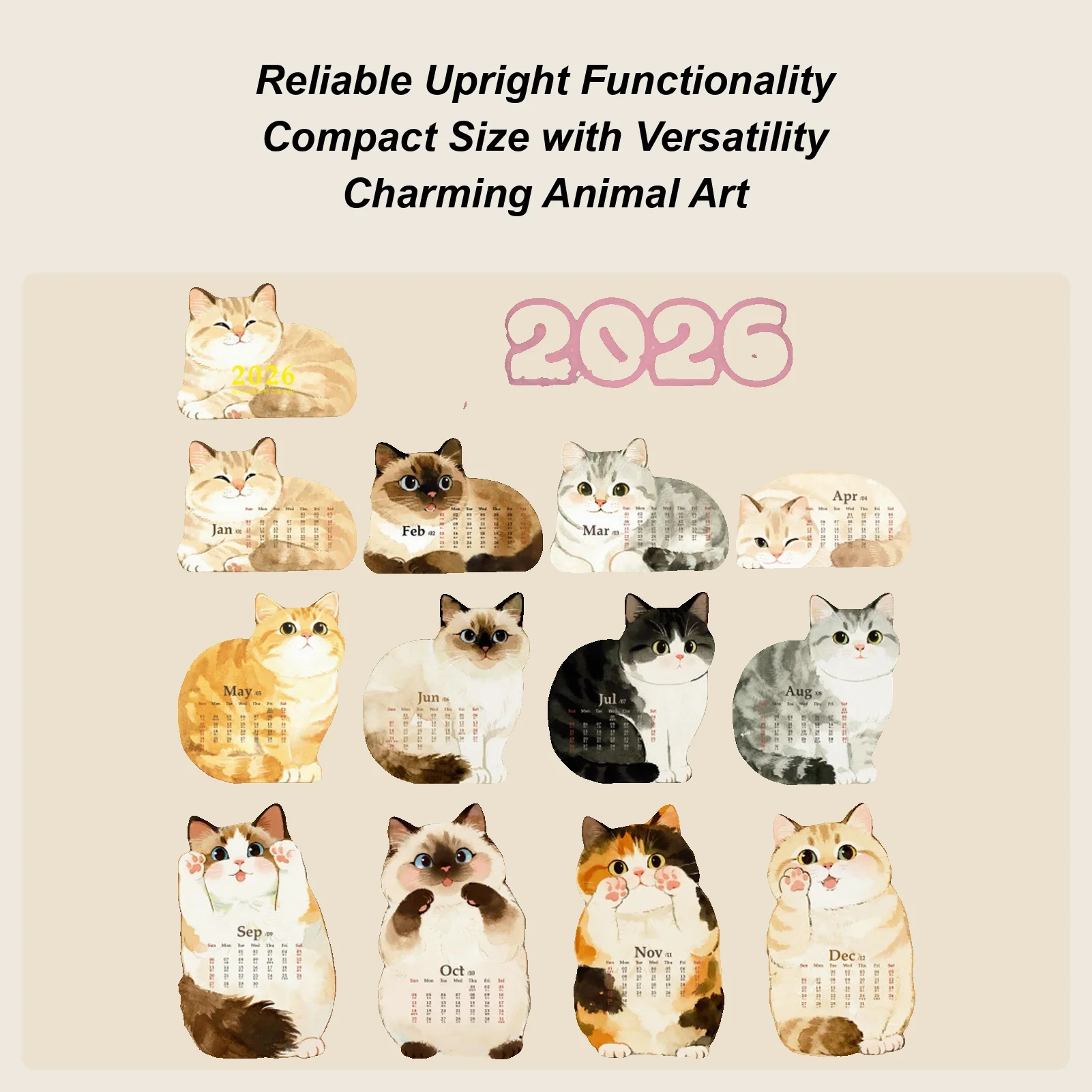 

Настольный календарь на 2026 год, милый органайзер, инструмент планирования, ежедневный настольный календарь на 2026 год для организации встреч, праздника, спальни, жизни