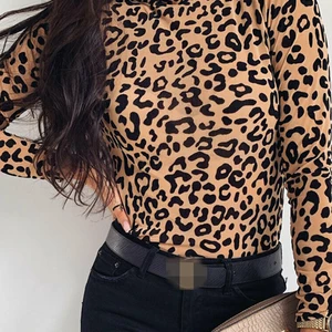 Women's blouse turtle turtle leopard print, long -sleeved shirts, women's blouses, fashion tops-en, autumn clothes Main Main Sales Leopard Blouse - №6