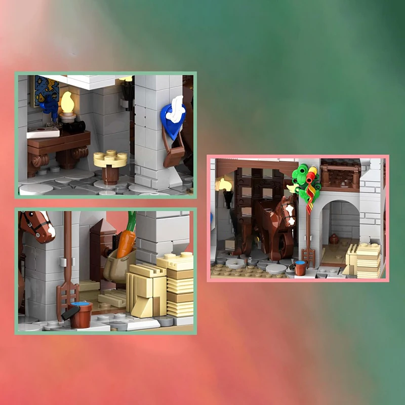 Middeleeuws kasteel Model Moc Bouwstenen Koerierstort Model Technologie Baksteen DIY Assemblage Constructie Speelgoed Vakantiecadeaus