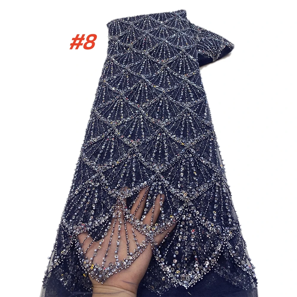 أقمشة الدانتيل الترتر الأفريقي 5 ياردات جودة عالية الفرنسية النيجيري العريس مطرز أقمشة الدانتيل لفستان الخياطة حفل زفاف #2