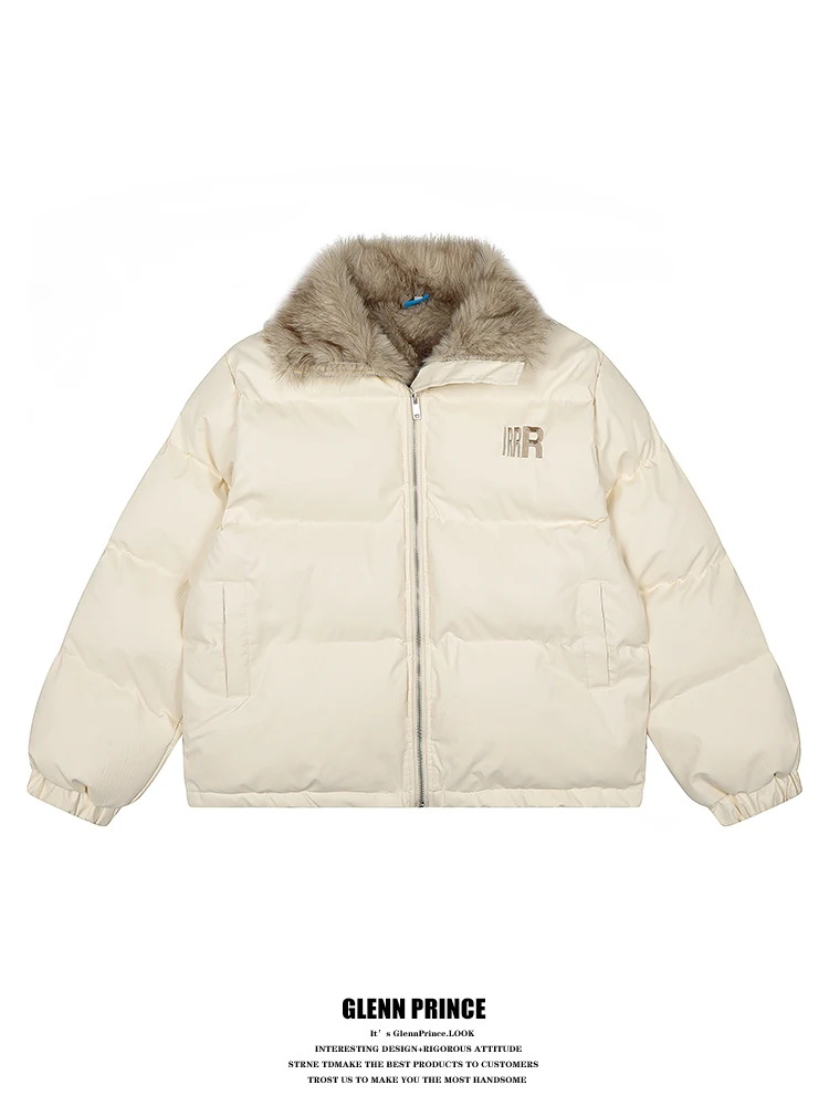 

Мужская зимняя куртка GPstudio: простая, высококачественная, теплая, с воротником-стойкой и воротником из экокожи, утепленная хлопком.