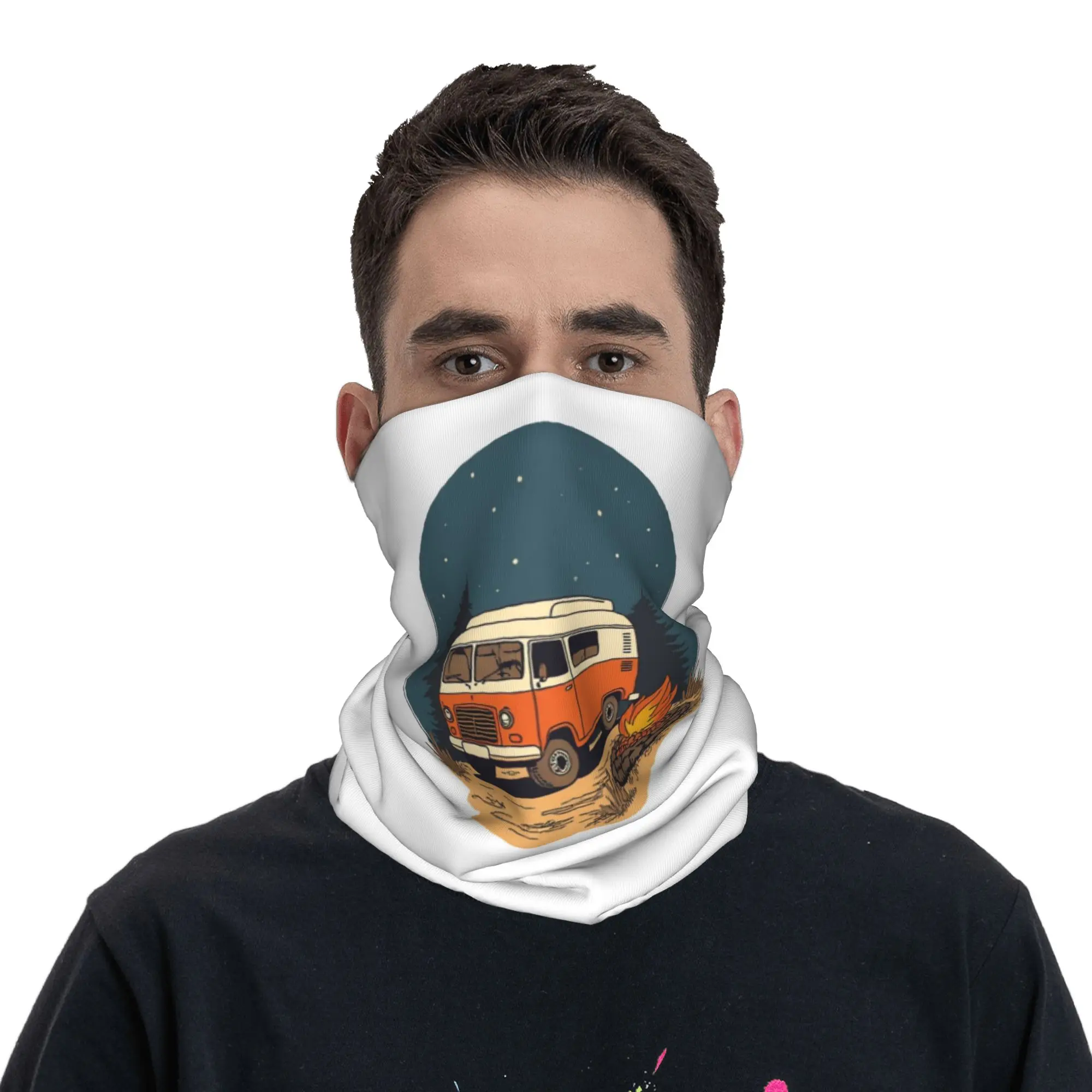 

The Midnight Camper Van Bandana Neck Gaiter Printed Wrap Scarf Face Mask Hiking Fishing for Men Women Adult Windproof