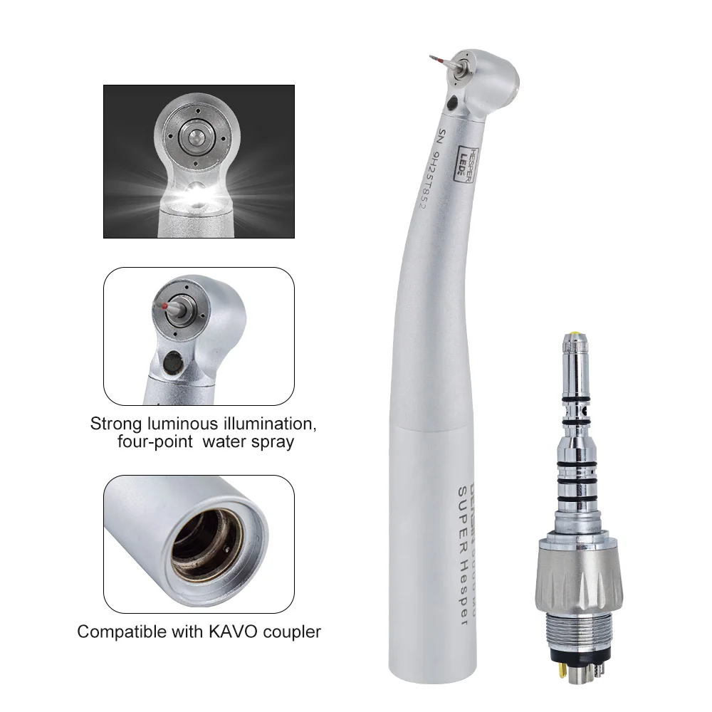 Dental Mini 9000l Fiber Optic LED High Speed Handpiece Air Turbine 4 Water Spray Kavo Type Handpiece For KAVO Coupling Type Tool