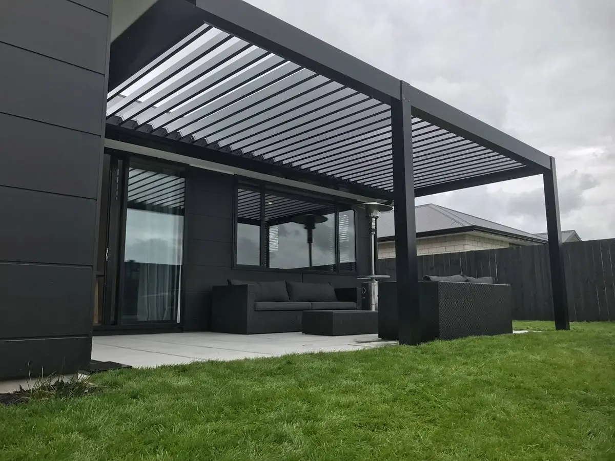 

Retractable Gazebo Extended Structure Louverd Wall Mounted Bioclimatic Manual Adjustable Louvered Roof Outdoor Aluminum Pergola