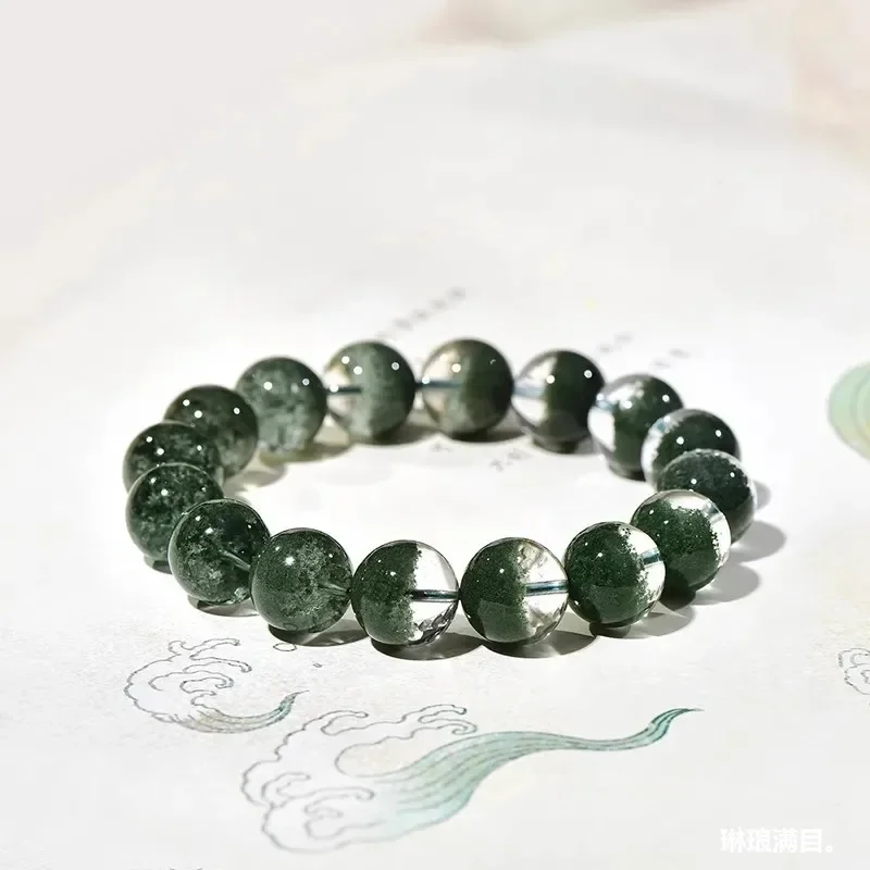 Luck Jewelry Green Ghost Cornucopia Natural Crystal Bracelet Collectible Rosary Bracelet Brazilian Single Circle Female and Male